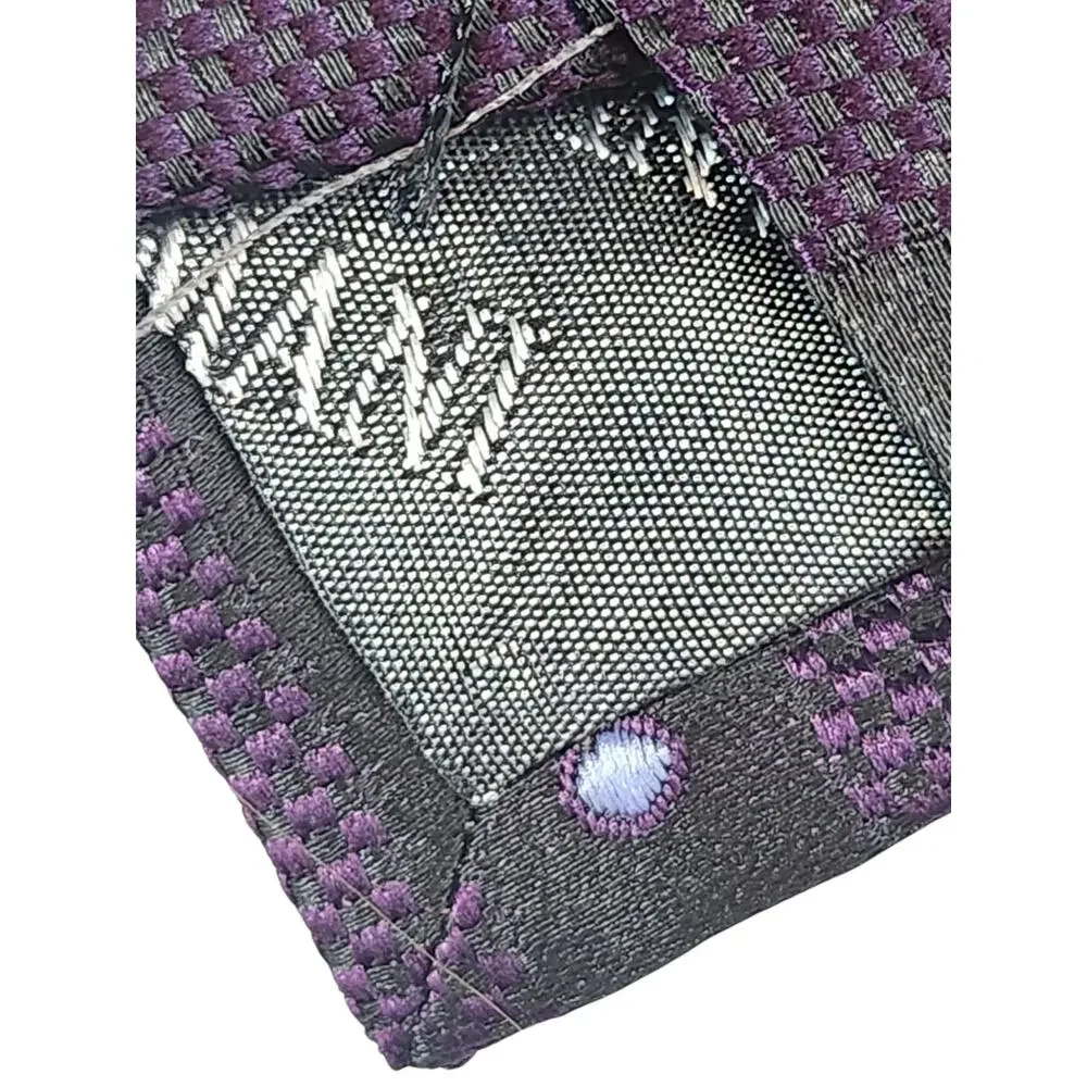 Giorgio Armani 100% Silk Tie Purple Black Striped Polka Dot‎ Made in Italy